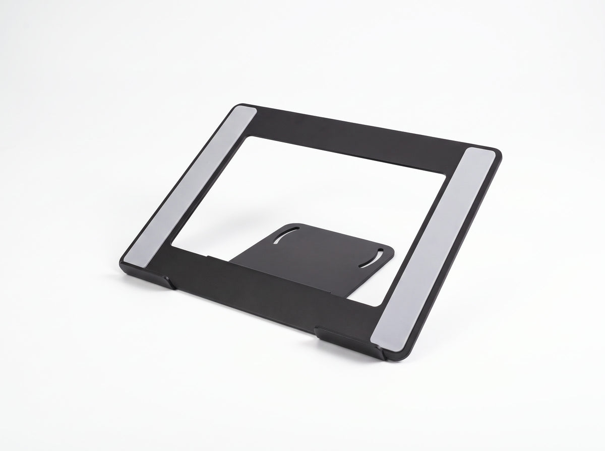 Laptop Stand for Monitor Riser in Black – clean studio packshot | Rablo