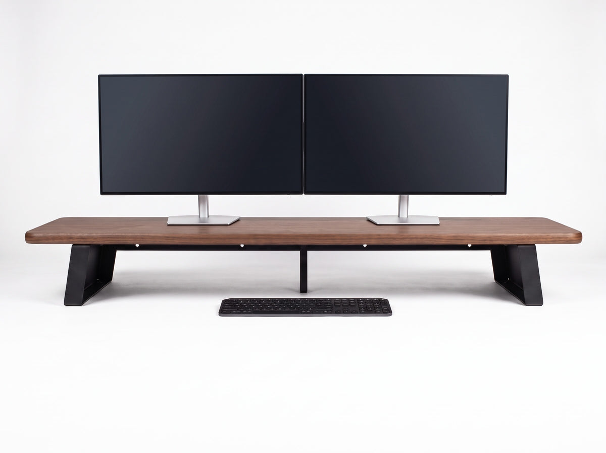 M30S Monitor Riser in Walnut – styled studio packshot | Rablo #Color_Walnut
