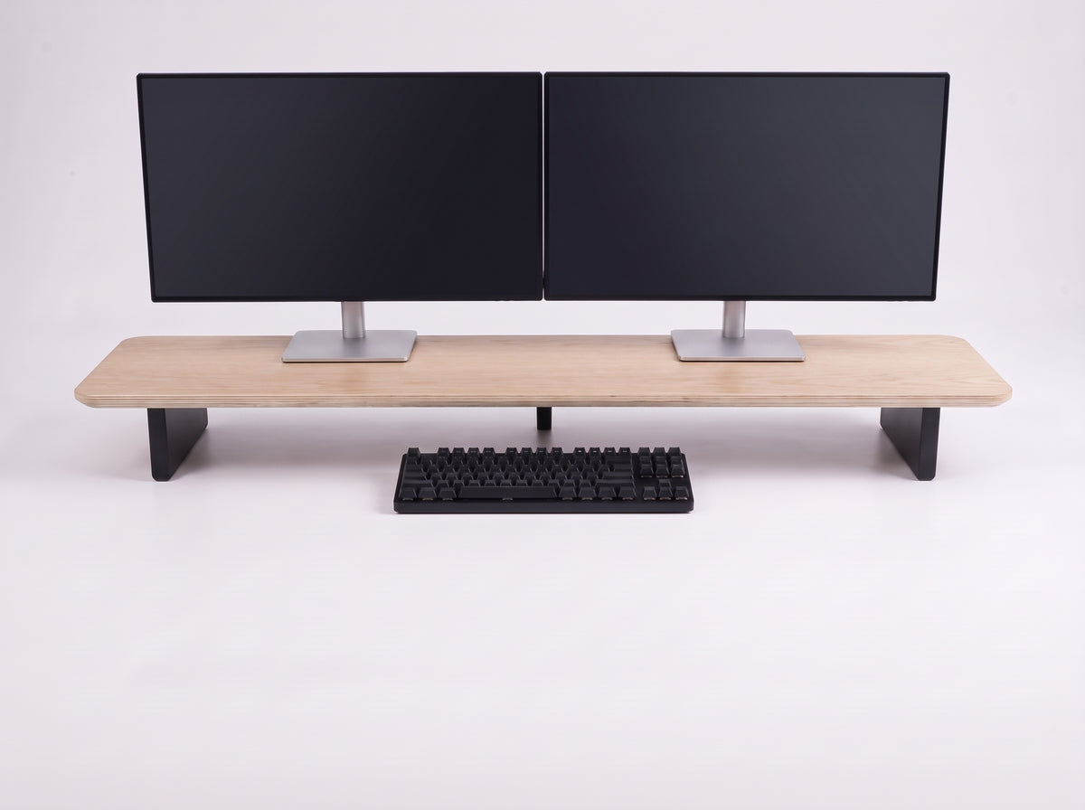 Mpro-10 Monitor Riser in Oak Veneer – styled studio packshot | Rablo #Material_Oak Veneer