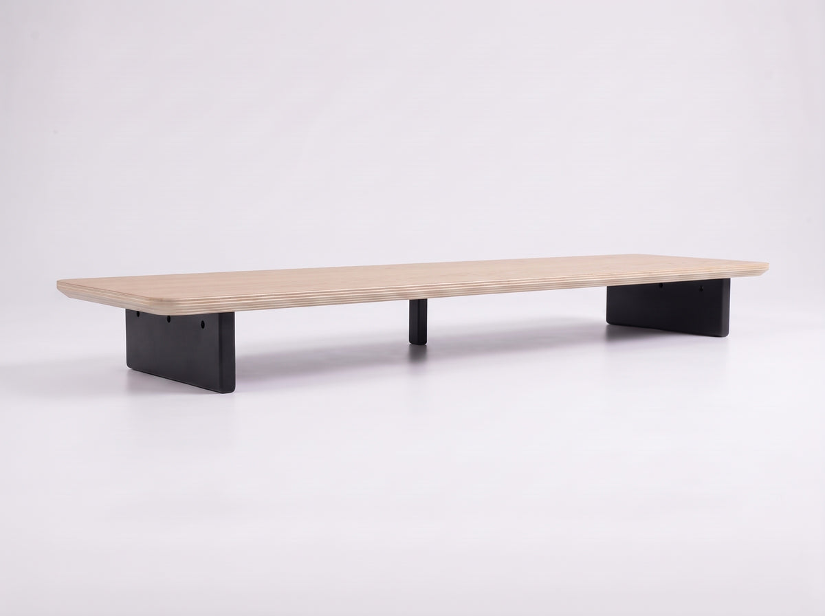Mpro-10 Monitor Riser in Oak Veneer – low view of the feet and underside | Rablo #Material_Oak Veneer