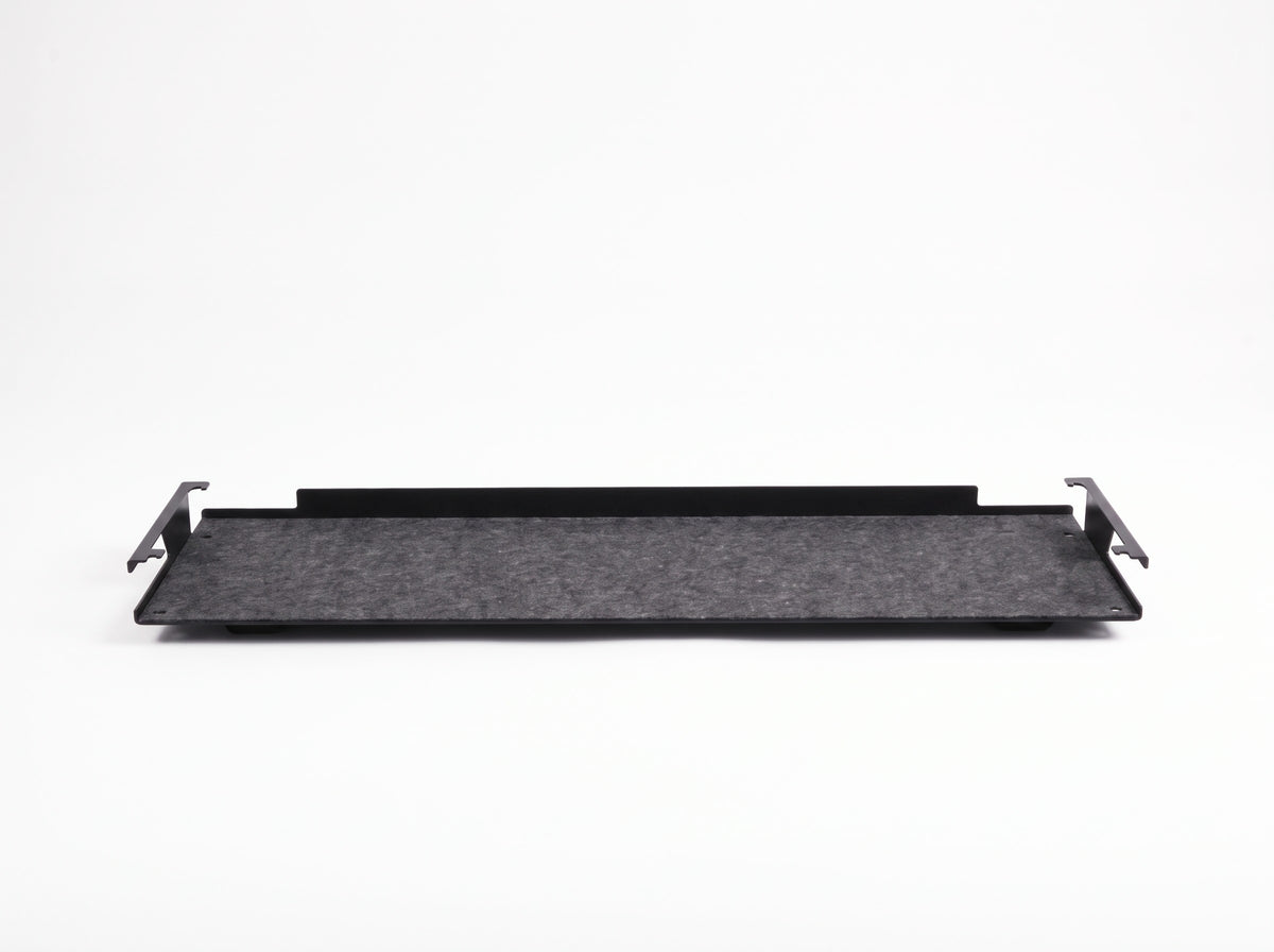 Storage Shelf for Monitor Riser in Black, size Long – front view | Rablo #Size_Long