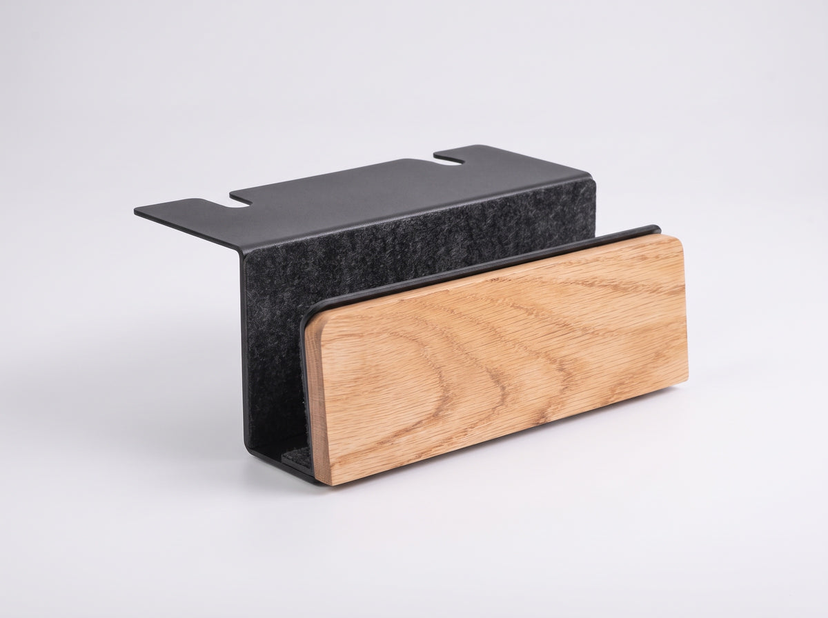 Vertical Storage Pro for Monitor Riser in Oak – clean studio packshot | Rablo #Material_Oak