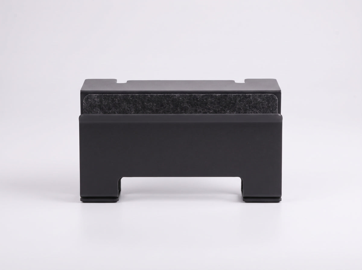 Vertical Storage Stand for Monitor Riser in Black – front view | Rablo