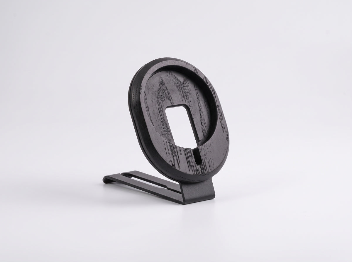 Wireless Charger Stand Pro for Monitor Riser in Charcoal Black Oak – clean studio packshot | Rablo #Material_Charcoal Black Oak