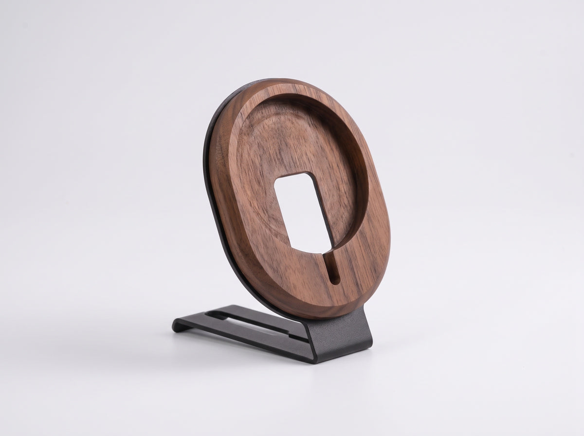 Wireless Charger Stand Pro for Monitor Riser in Black Walnut – clean studio packshot | Rablo #Material_Black Walnut