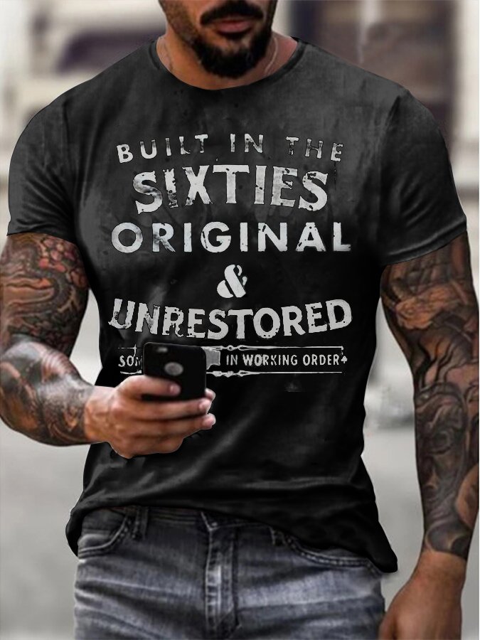 Mens Built In The Sixties Unrestored Motorcycle Printed T-Shirt