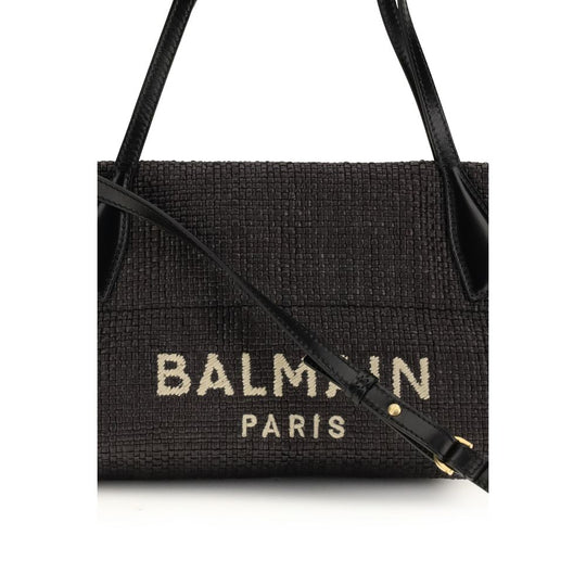 Balmain Black Raffia Shoulder Bag