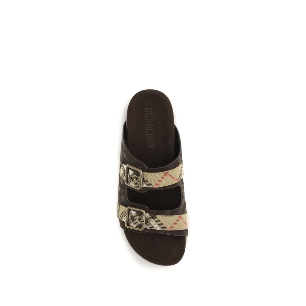 Burberry Brown Calf Leather Bos Taurus Flat Sandals