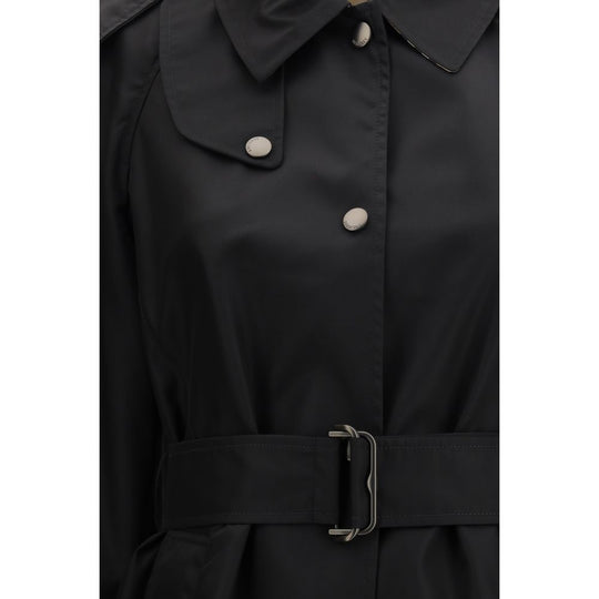 Burberry Black Nylon Trench Coat