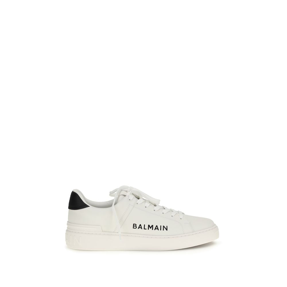 Balmain White Calf Leather Bos Taurus Low Top Sneakers