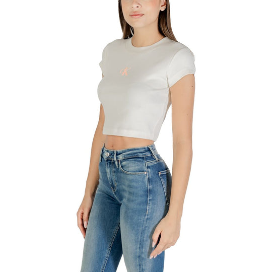 Calvin Klein Jeans Cream Cotton T-Shirt