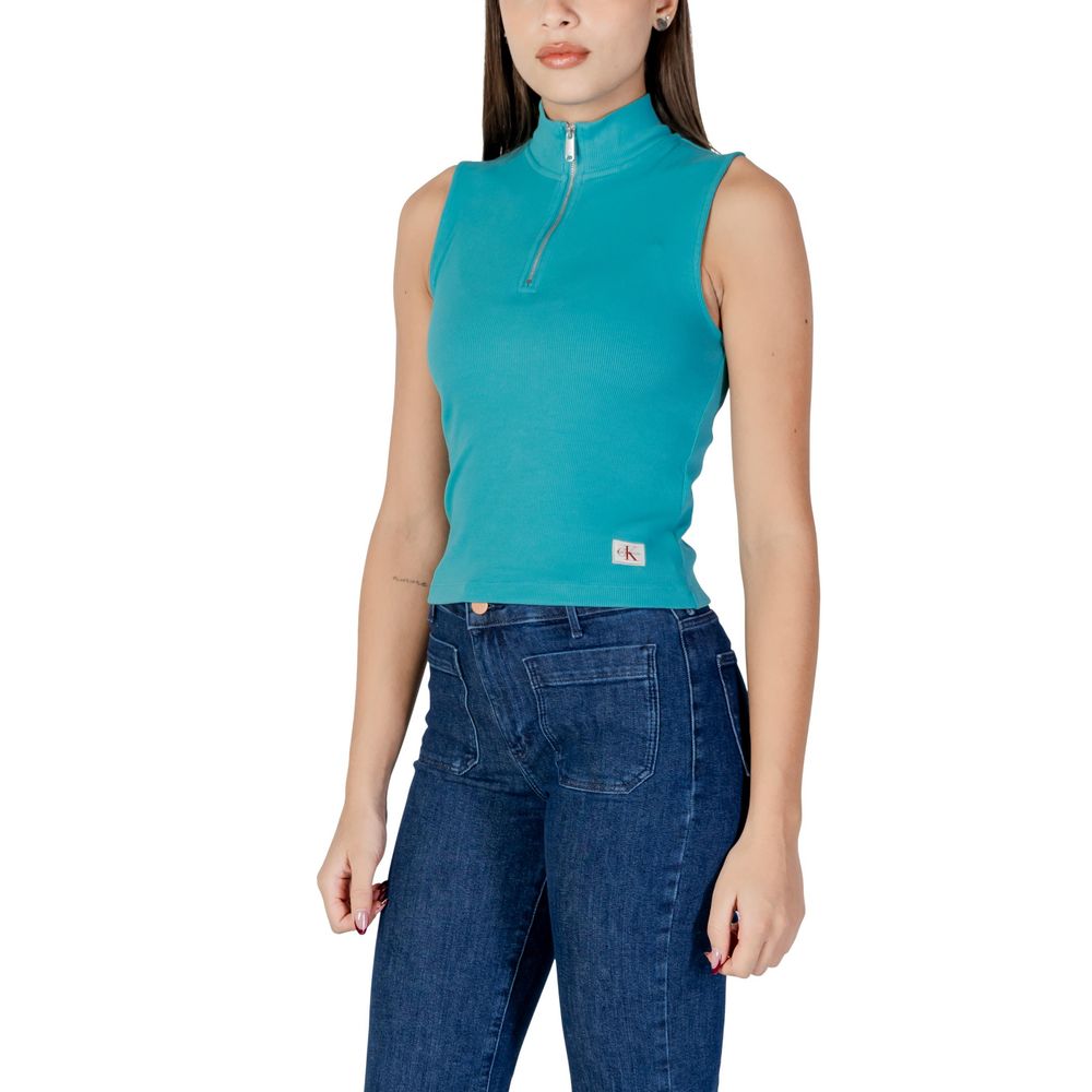 Calvin Klein Jeans Turquoise Cotton Top