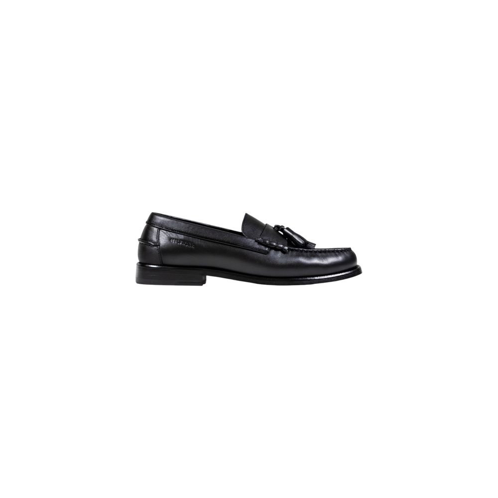 Tommy Hilfiger Black Leather Slip-On Loafers