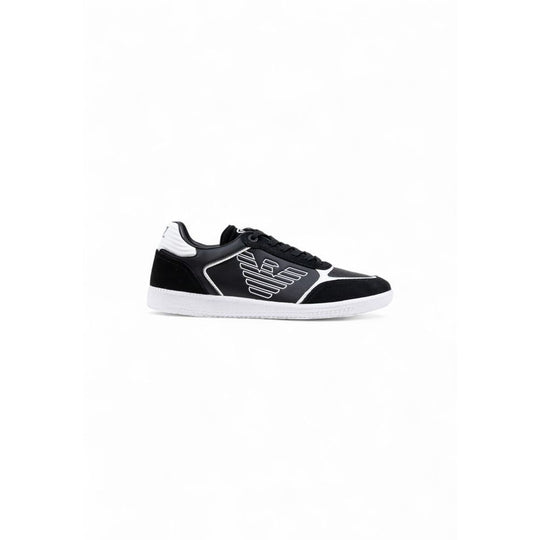 EA7 Emporio Armani Black And White Leather Athletic Sneakers