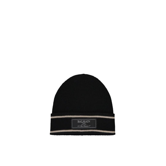 Balmain Black Merino Wool Beanie