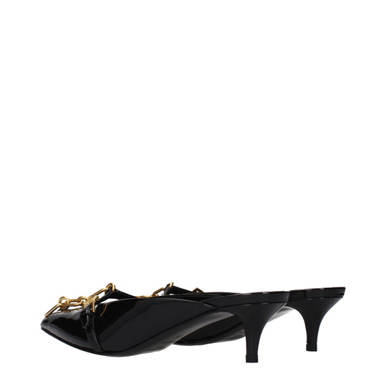 Balmain Black Leather Platform Sandals