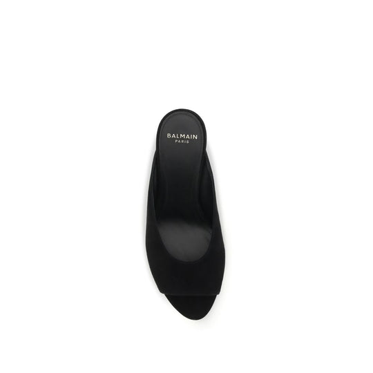 Balmain Black Goatskin Mules