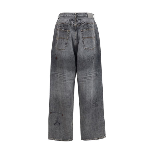 Balenciaga Gray Cotton Relaxed Fit Jeans