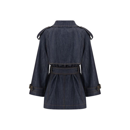 Burberry Blue Cotton Trench Coat