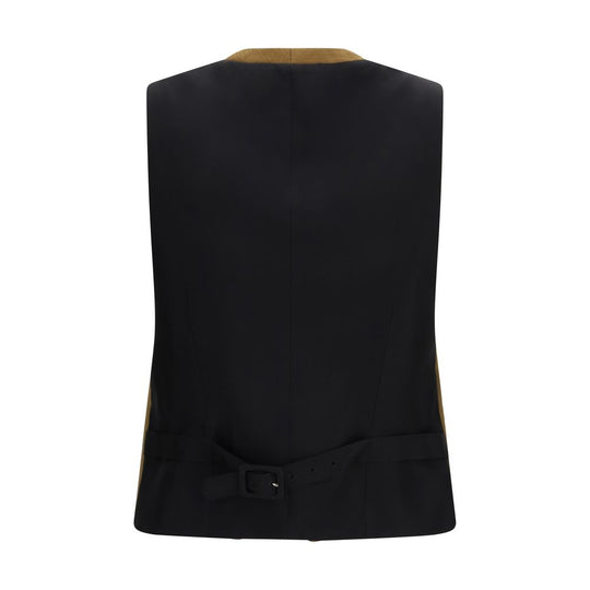 Burberry Brown Wool Oves Aries Sleveless Jacket
