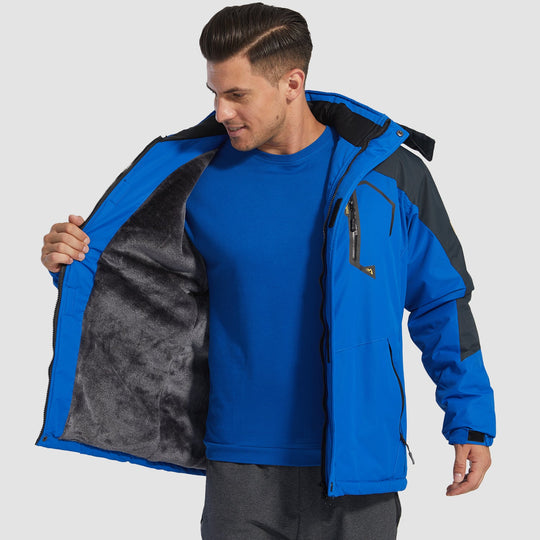 Men's Water-Repellent Ski Snow Jacket: Warm Fleece Coat for Winter