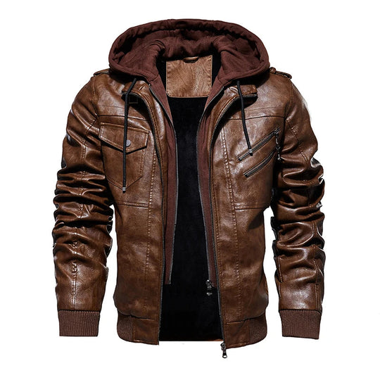 Urban Comfort Hooded Leather Jacket