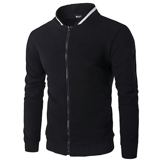 Men's Modern Quilted Zip-Up Bomber Jacket with Contrast Trim