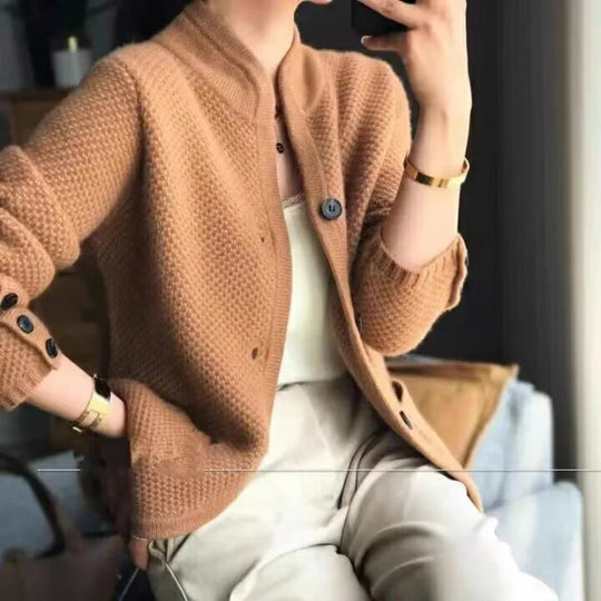 Women's cashmere wool thick sweater jacket