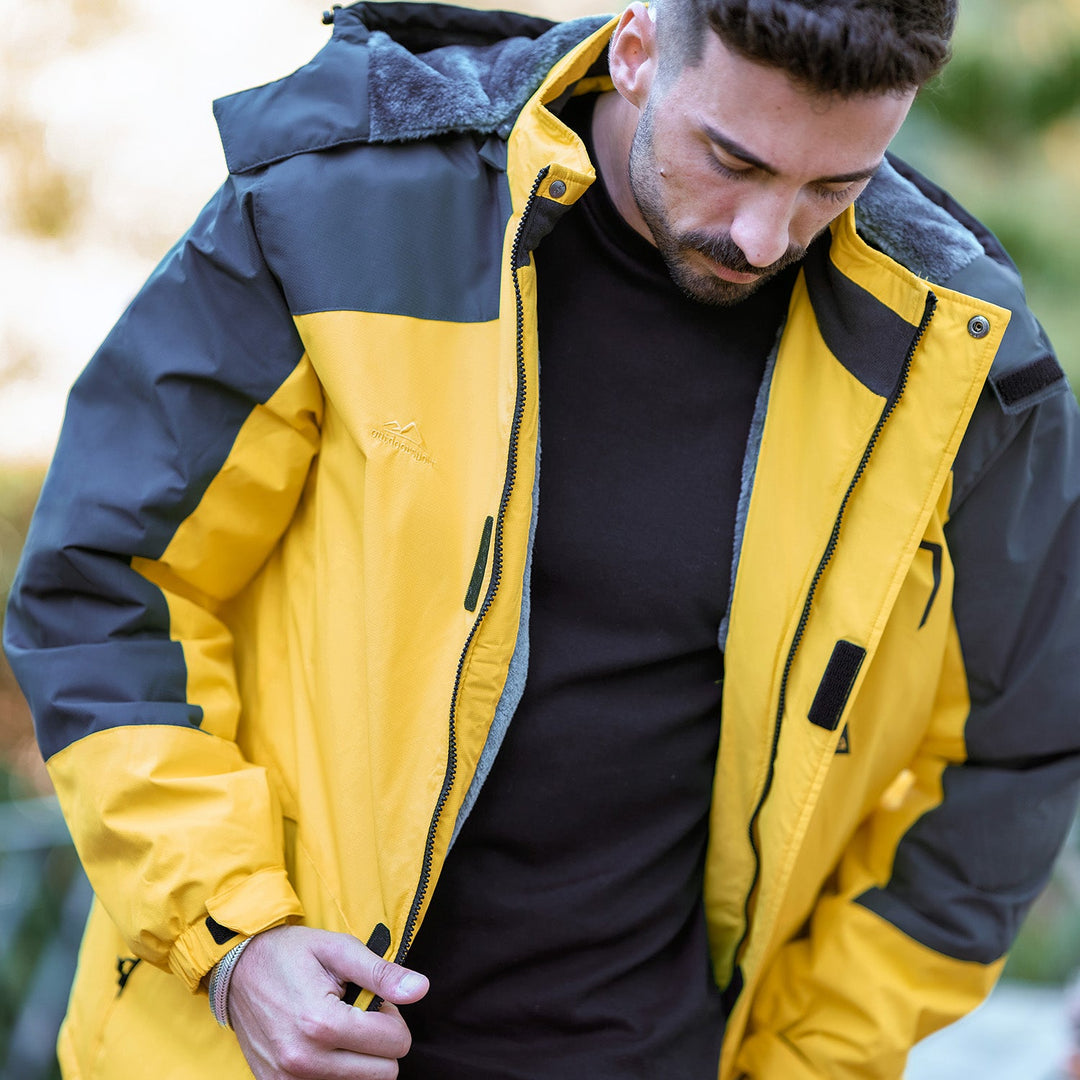 Men's Water-Repellent Ski Snow Jacket: Warm Fleece Coat for Winter