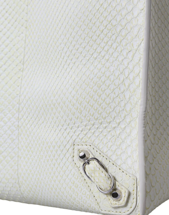 Balenciaga White Yellow Exotic Skin Leather Shopping Tote PAPIER Bag