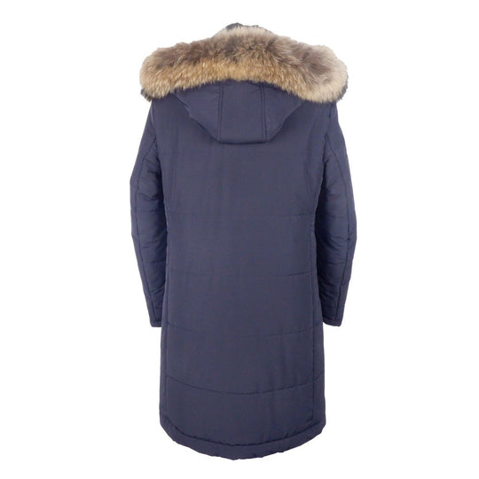 Made in Italy Blue Wool Men Raincoat