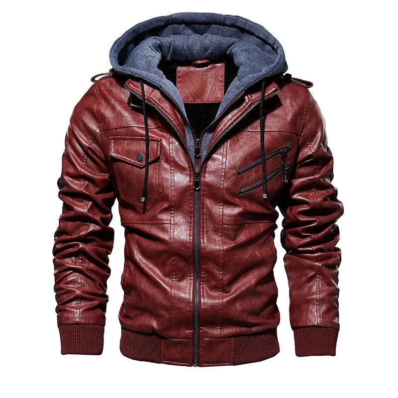 Urban Comfort Hooded Leather Jacket