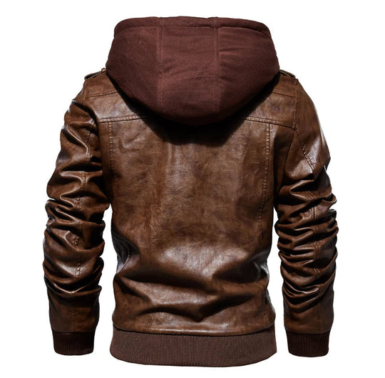 Urban Comfort Hooded Leather Jacket