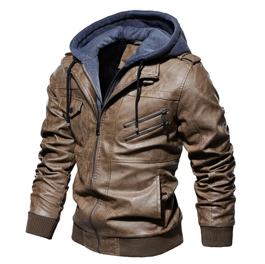 Urban Comfort Hooded Leather Jacket