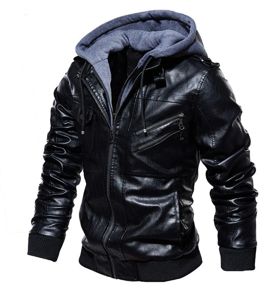 Urban Comfort Hooded Leather Jacket