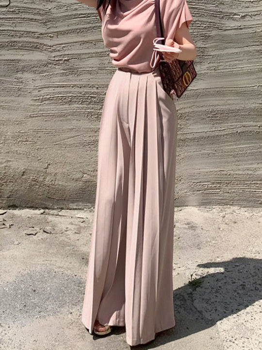 Pleated High Waist Wide Leg Pants