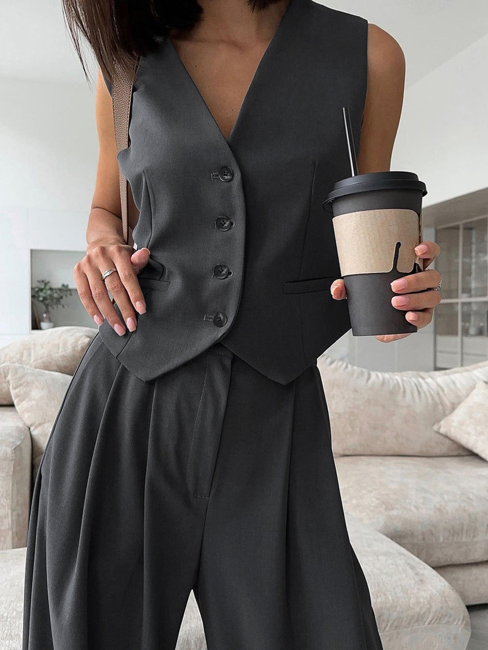 Minimalism Tailored Wide Leg Pants