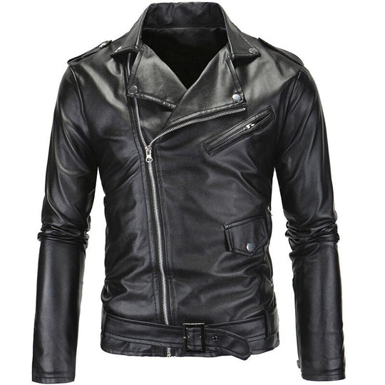 Brooklyn Diagonal Zipper Leather Jacket