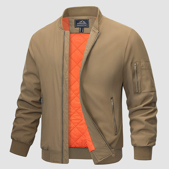 Windproof Quilted Bomber Jacket for Men