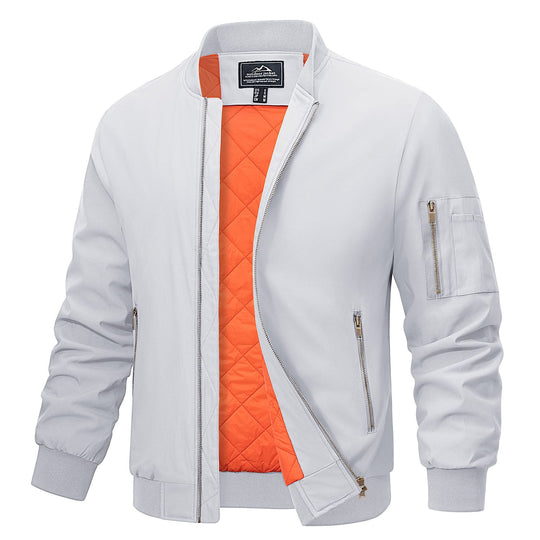 Windproof Quilted Bomber Jacket for Men