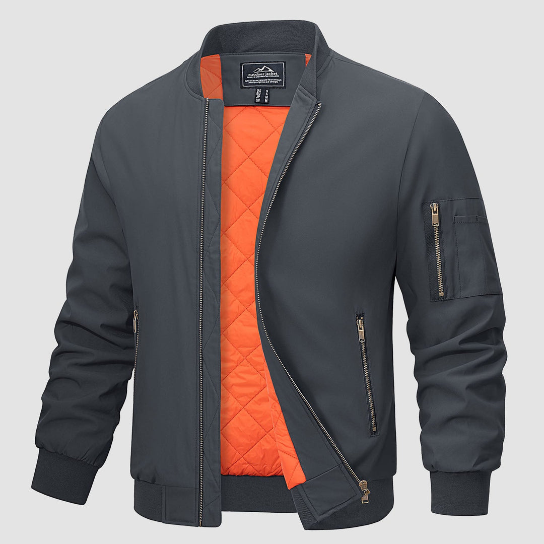 Windproof Quilted Bomber Jacket for Men