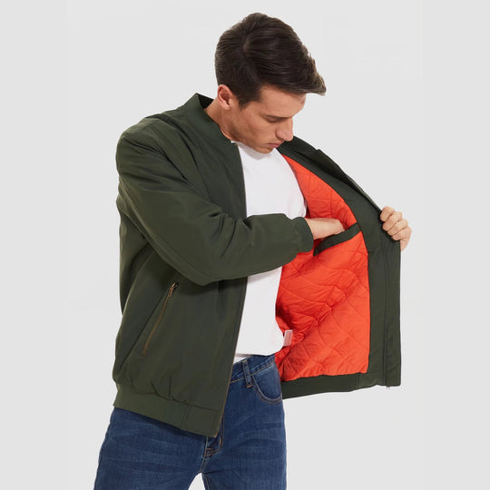 Windproof Quilted Bomber Jacket for Men