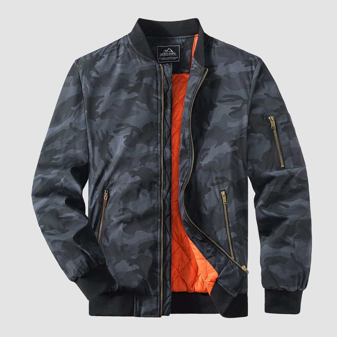 Windproof Quilted Bomber Jacket for Men