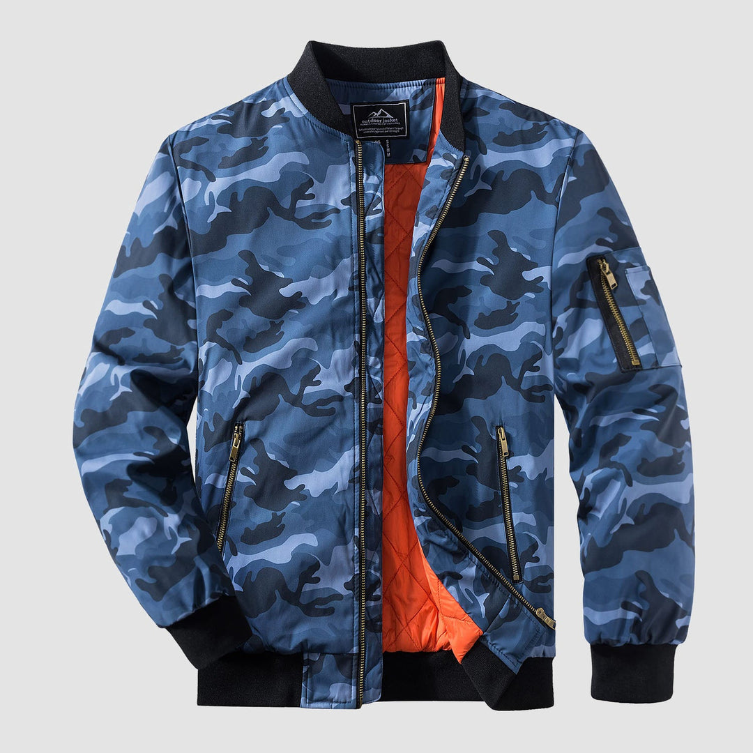 Windproof Quilted Bomber Jacket for Men