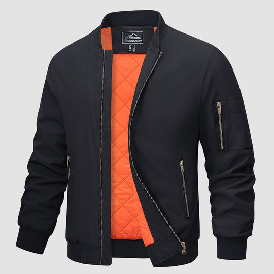 Windproof Quilted Bomber Jacket for Men