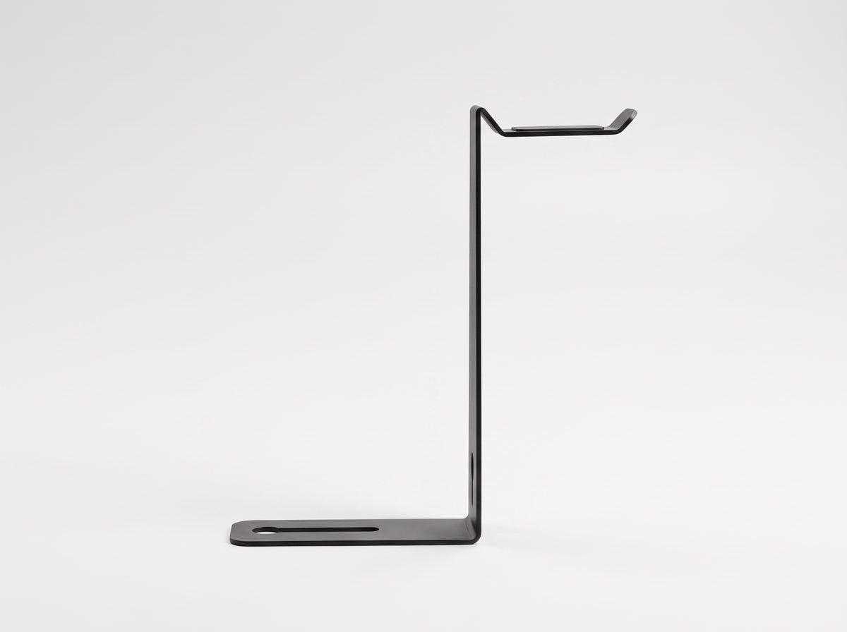 Headphone Stand for Monitor Riser in Black – side view | Rablo