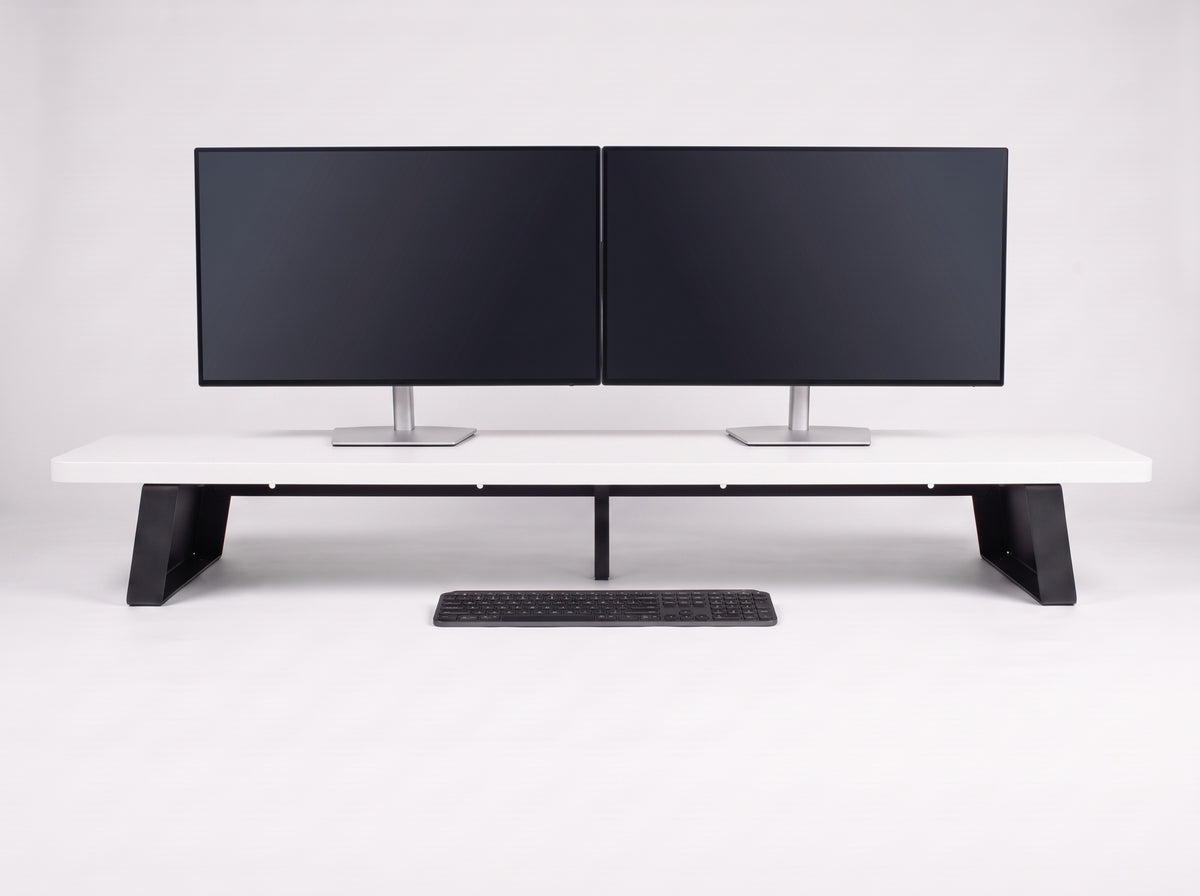 M30S Monitor Riser in Matte White – styled studio packshot | Rablo #Color_Matte White