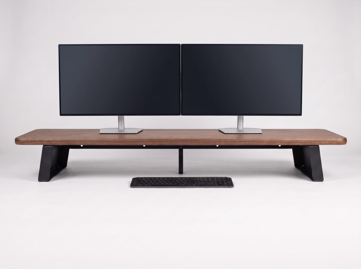 M30S Monitor Riser in Walnut – styled studio packshot | Rablo #Color_Walnut