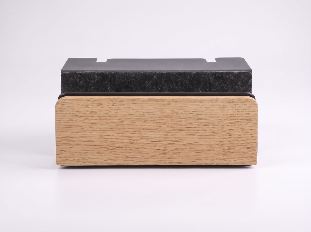 Vertical Storage Pro for Monitor Riser in Oak – front view | Rablo #Material_Oak