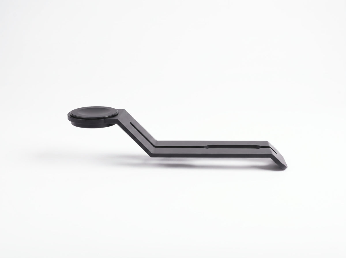 Watch Stand for Monitor Riser in Black – side view | Rablo